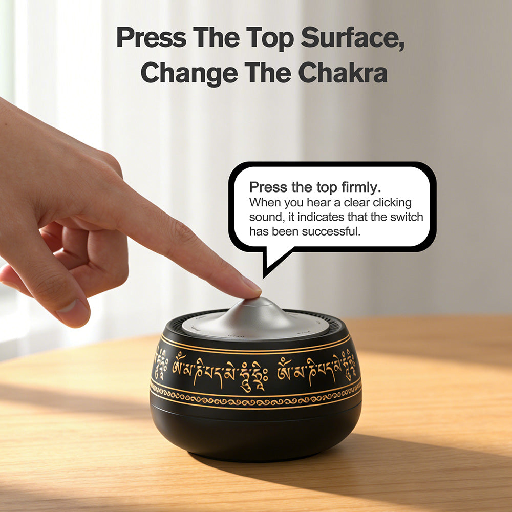 Portable Electronic Tibetan Singing Bowl for Yoga, Relaxation, Reiki, Meditation, Best Gift Choice, 8 Chakra Modes(Crown-Root）