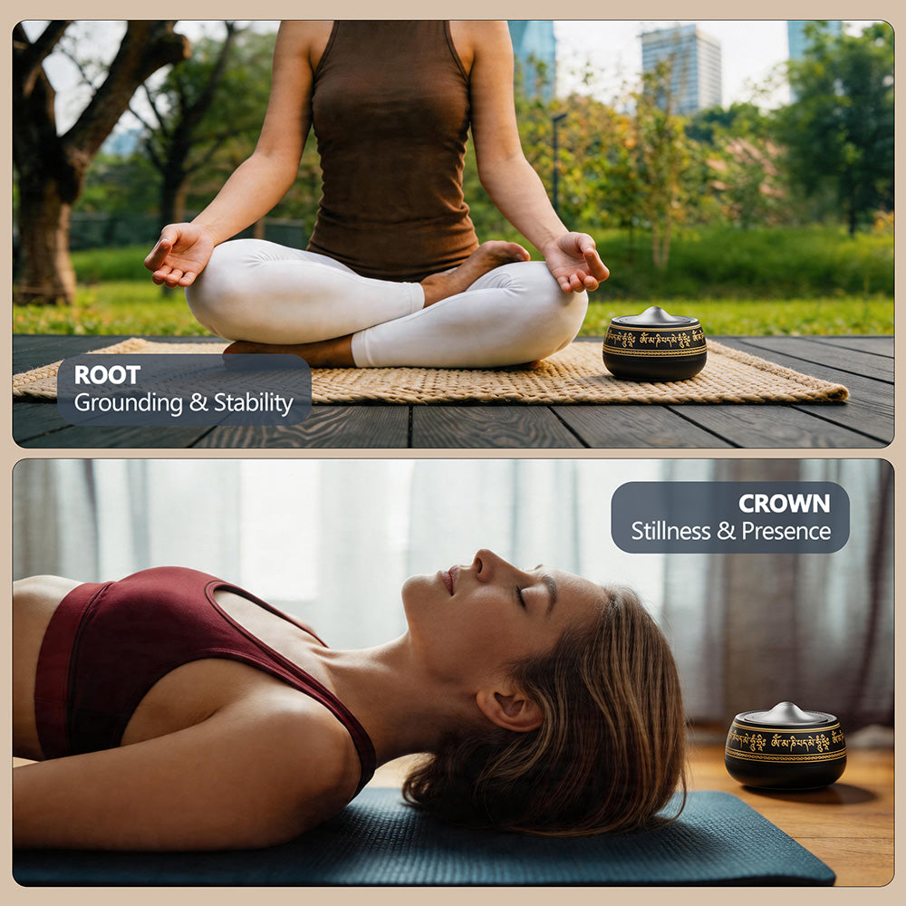 Portable Electronic Tibetan Singing Bowl for Yoga, Relaxation, Reiki, Meditation, Best Gift Choice, 8 Chakra Modes(Crown-Root）