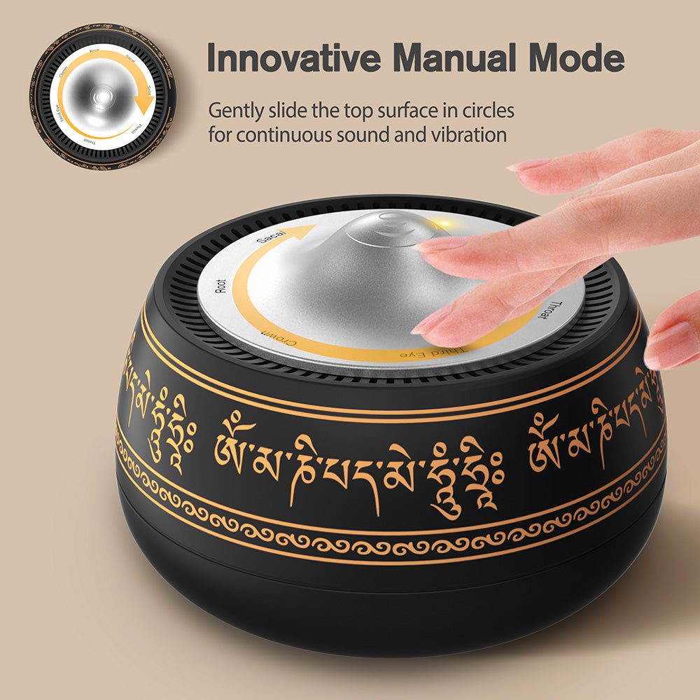 Portable Electronic Tibetan Singing Bowl for Yoga, Relaxation, Reiki, Meditation, Best Gift Choice, 8 Chakra Modes(Crown-Root）
