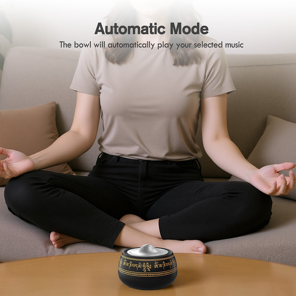 Portable Electronic Tibetan Singing Bowl for Yoga, Relaxation, Reiki, Meditation, Best Gift Choice, 8 Chakra Modes(Crown-Root）